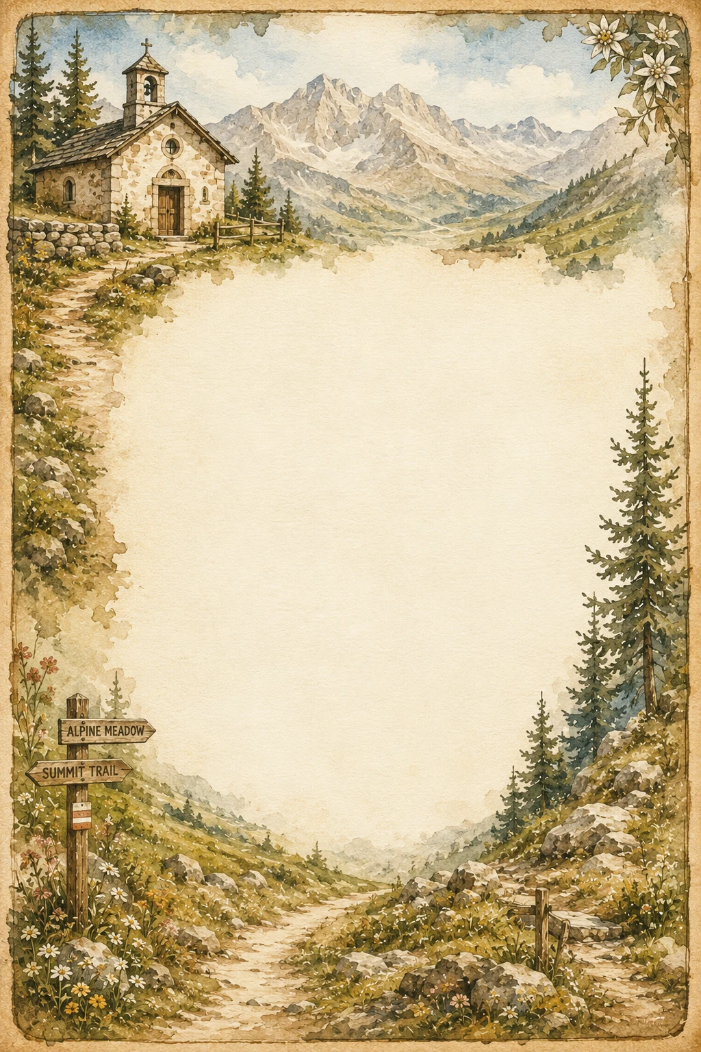 Swiss Mountain Chapel and Alpine Trail Border Page 05