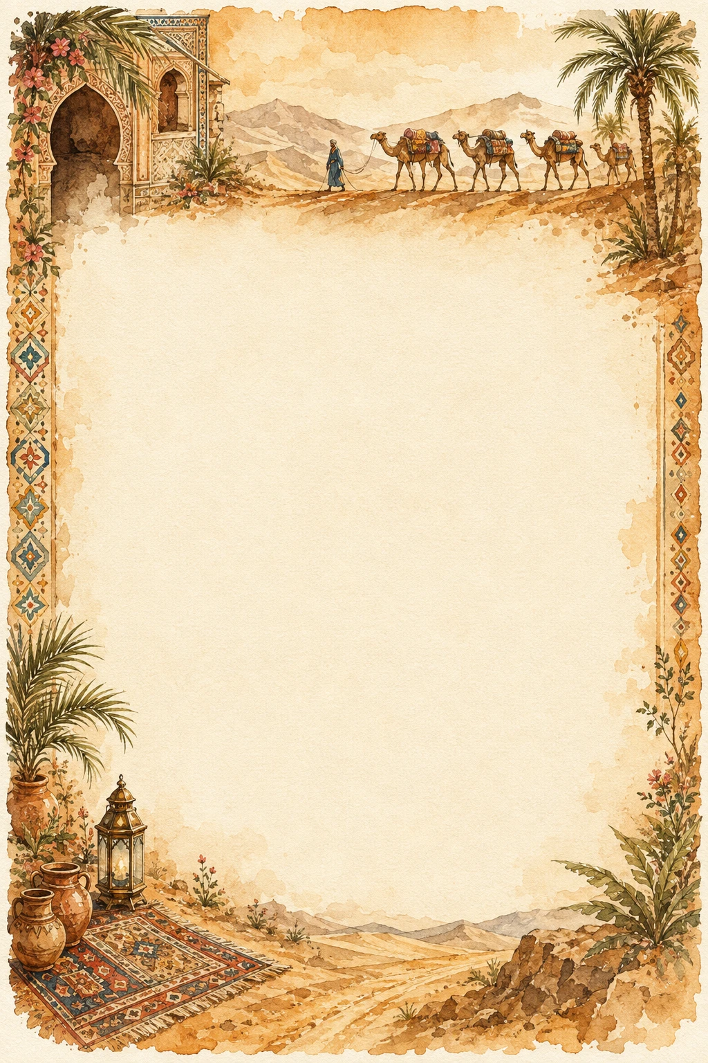 Moroccan Desert Road and Camel Caravan Border Page 10
