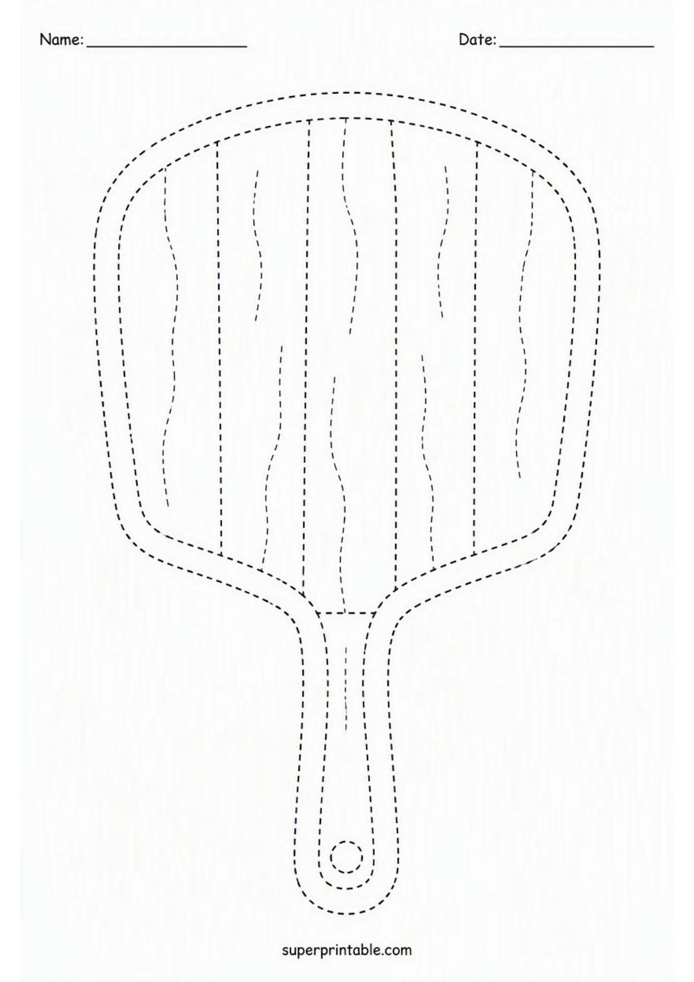 Tracing sheet featuring a traditional wooden pizza peel paddle for bakery crafts.