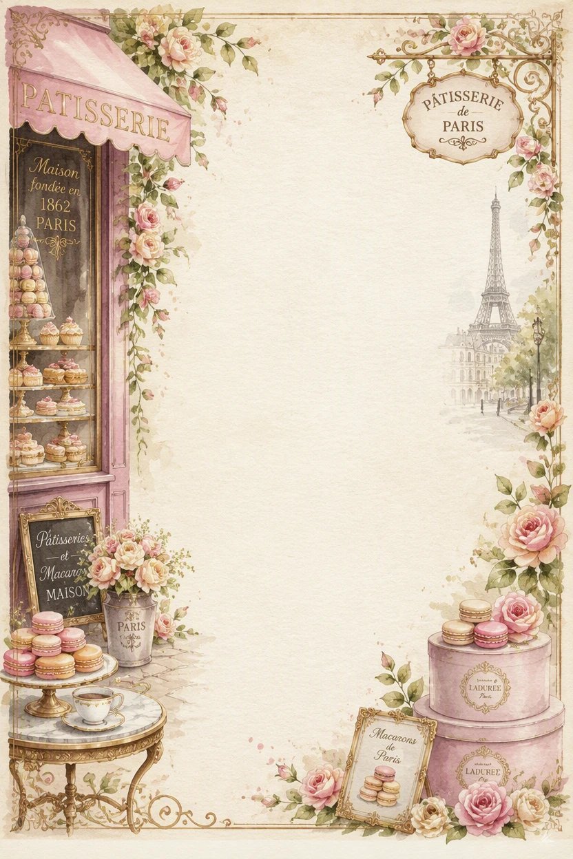 French Patisserie and Parisian Cafe Border Page 02
