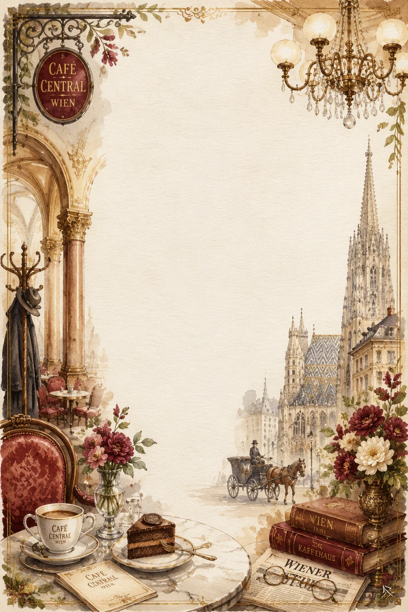 Viennese Coffeehouse and Pastry Shop Border Page 05