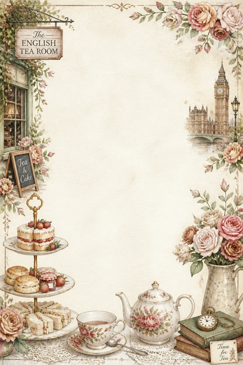 English Countryside Tea Room Border Page 13