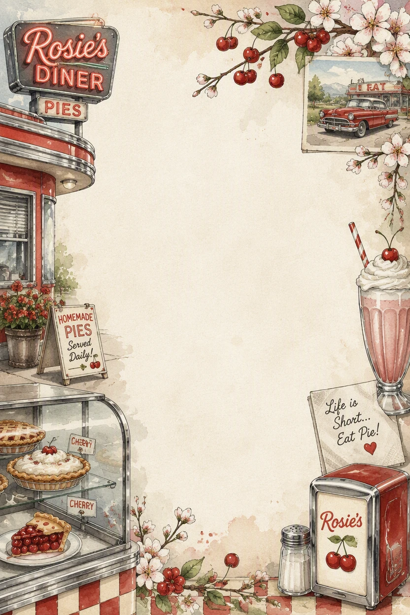 Vintage American Retro Pie Diner Border Page 23
