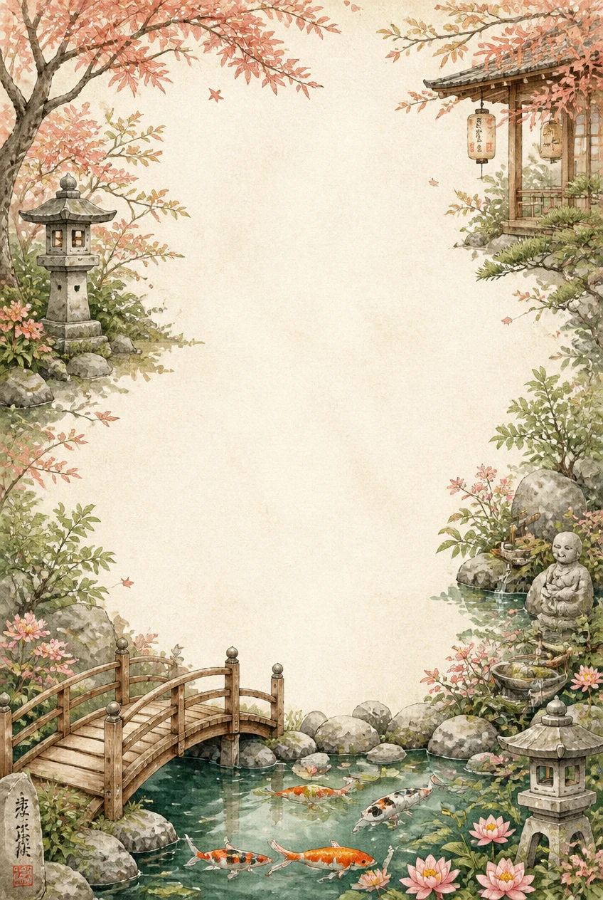 Japanese Maple Garden and Stone Bridge Border Page 01