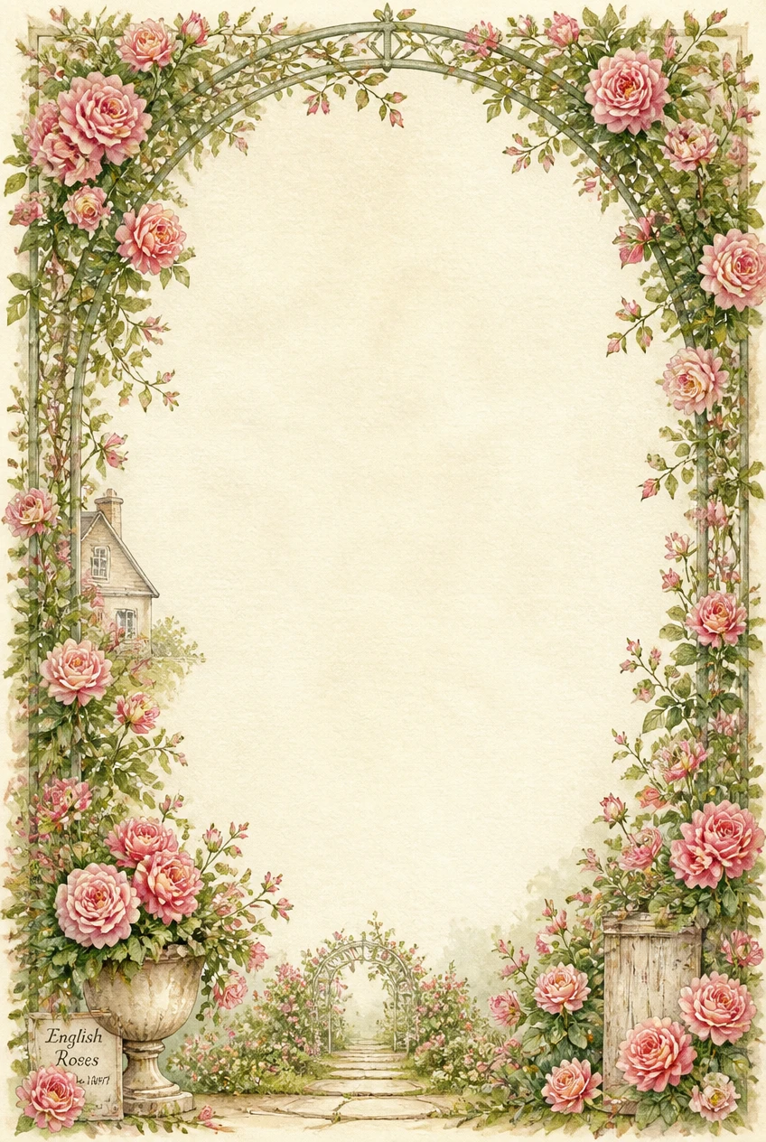 English Rose Garden and Stone Archway Border Page 04