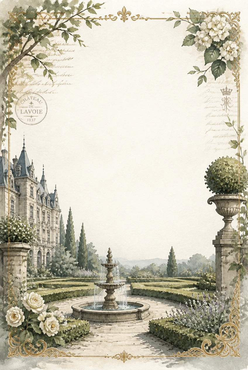 French Formal Garden and Chateau Border Page 08