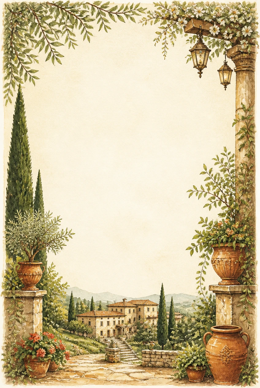 Mediterranean Courtyard and Stone Fountain Border Page 10