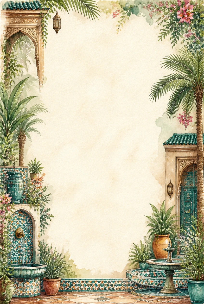 Mediterranean Palm Courtyard and Fountain Border Page 17