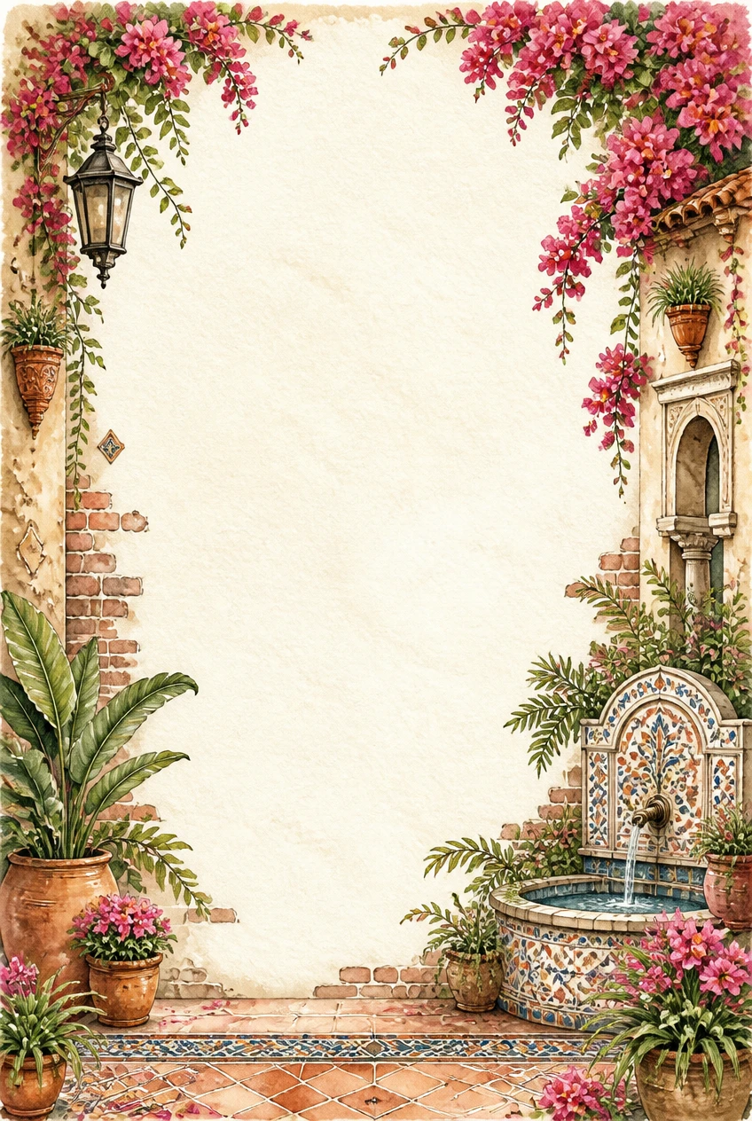 Moroccan Courtyard Garden and Fountain Border Page 28