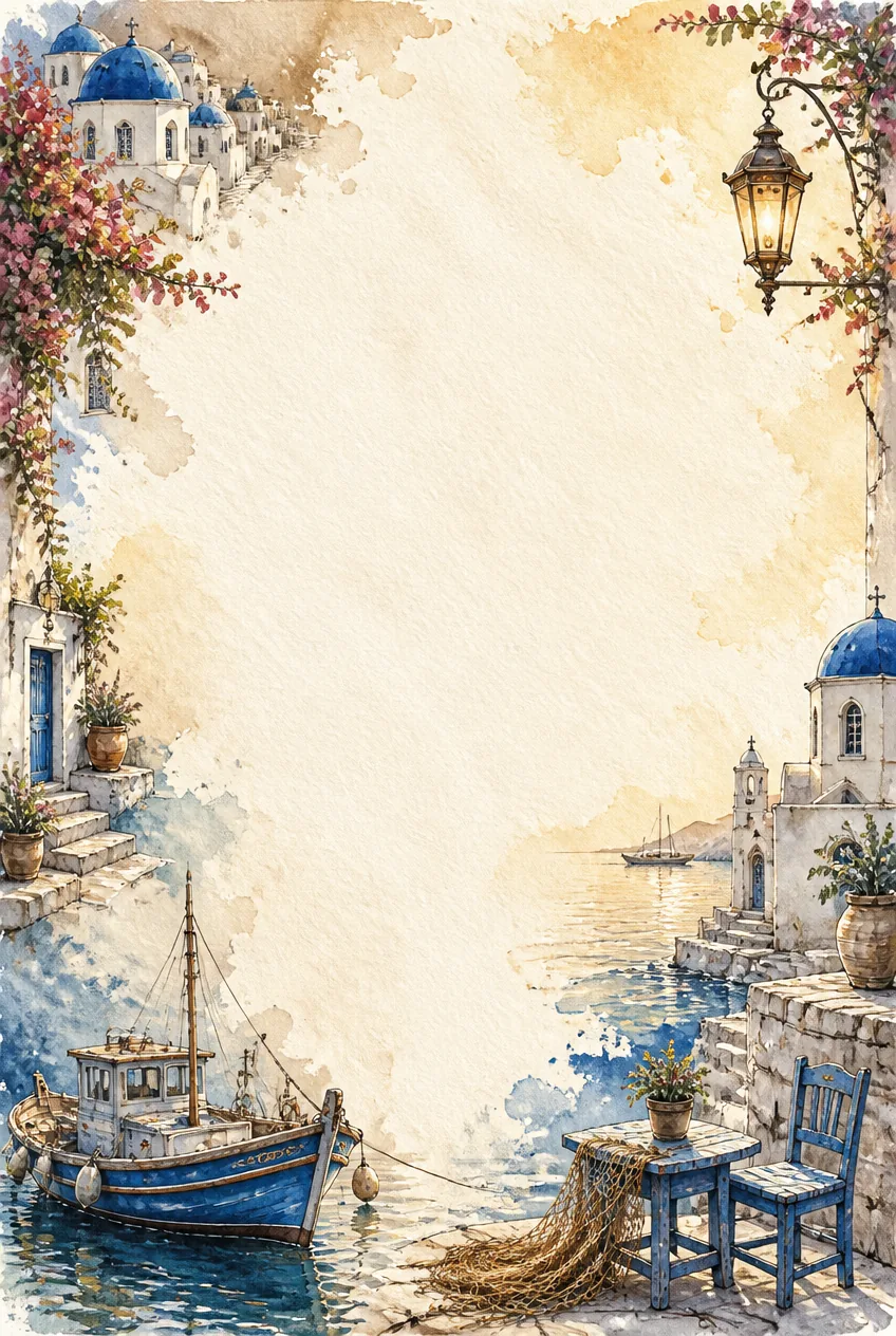Deep ocean bay watercolor border page featuring rich sapphire blue washes.