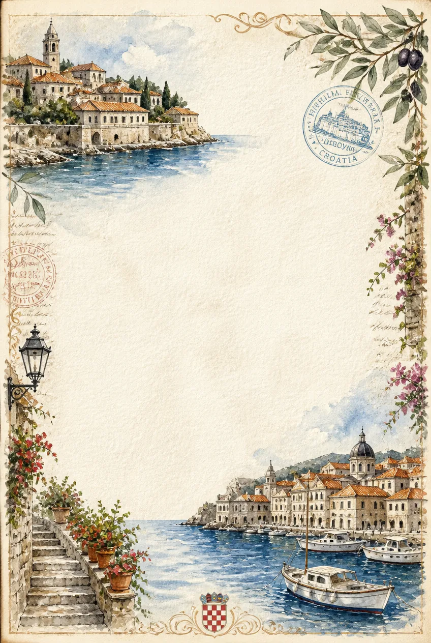 Ocean breeze harbor decorative border page with seafoam green and terracotta.