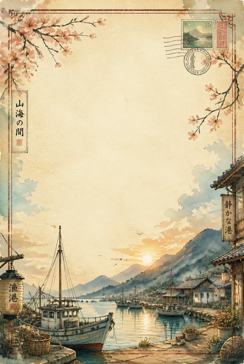 Warm terracotta port watercolor page border with rich rust and copper tones.