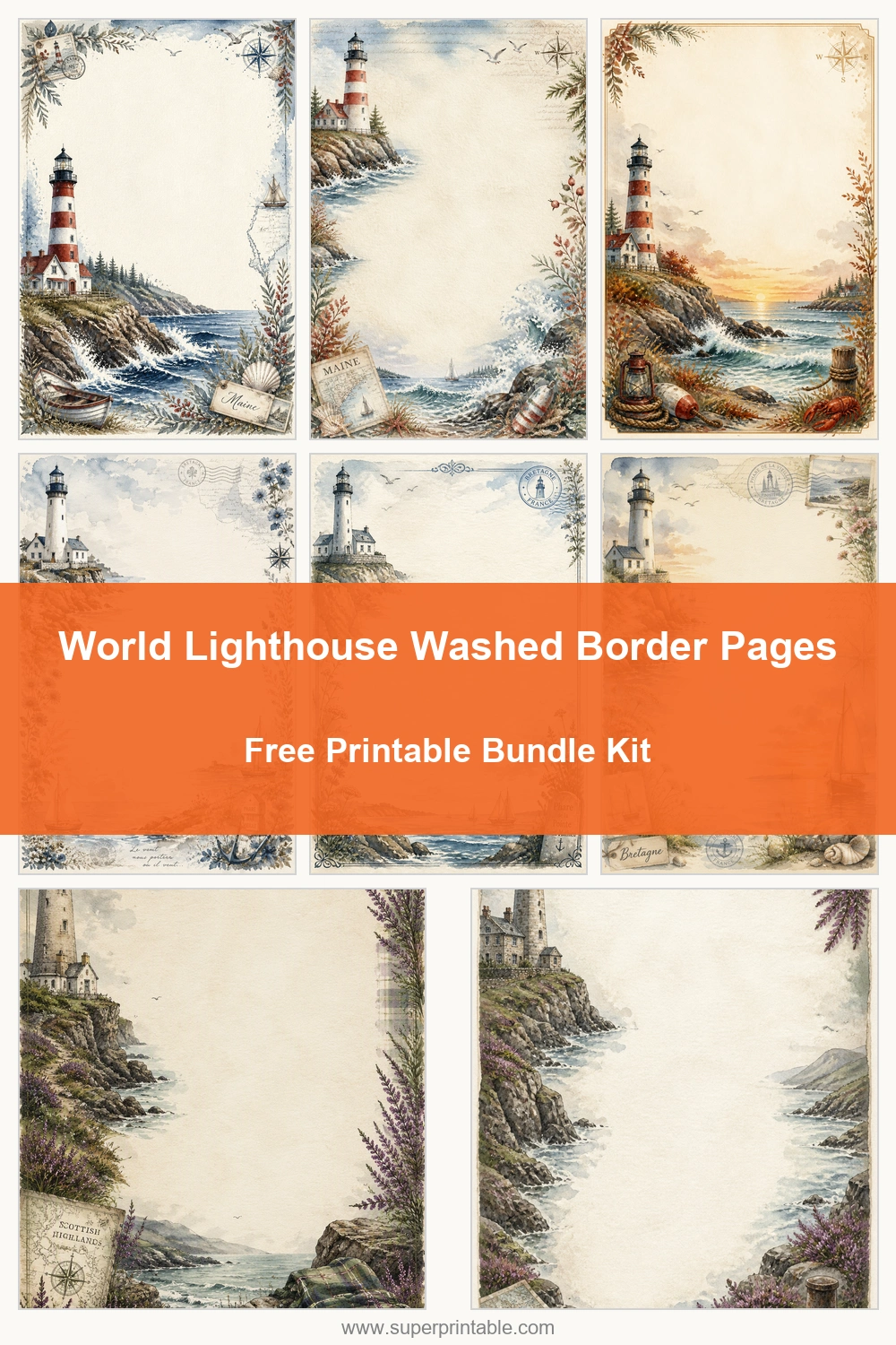 Free World Lighthouse Washed Border Pages Pinterest Pin