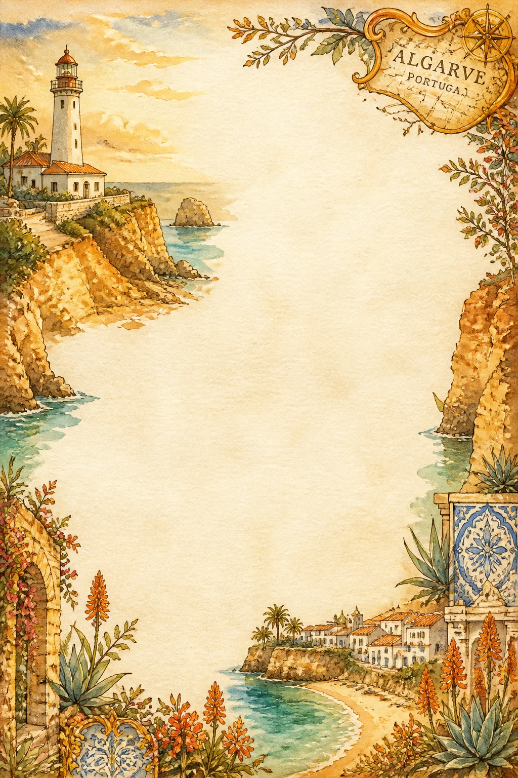 Algarve Lighthouse and Rocky Sea Cliffs Border Page 13