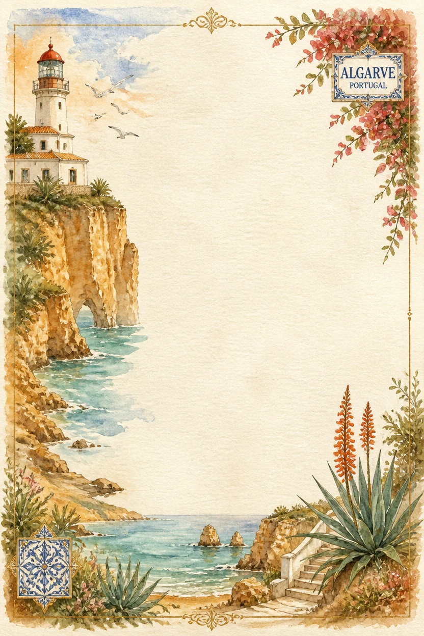 Algarve Lighthouse and Turquoise Coastal Cove Border Page 14