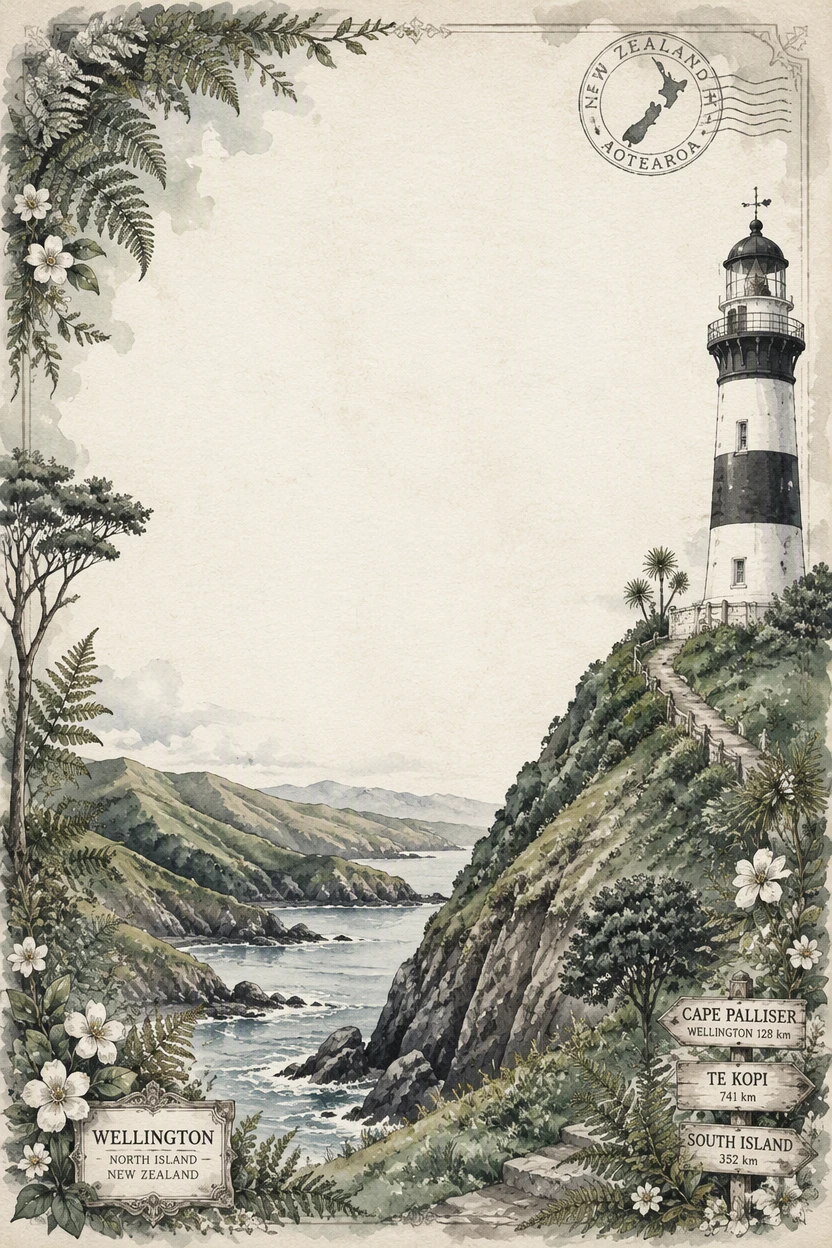 Black and White Lighthouse and Mountain Coast Border Page 22