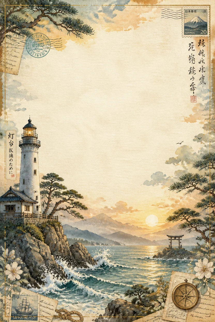 Japanese Coastal Lighthouse and Mountain Border Page 27