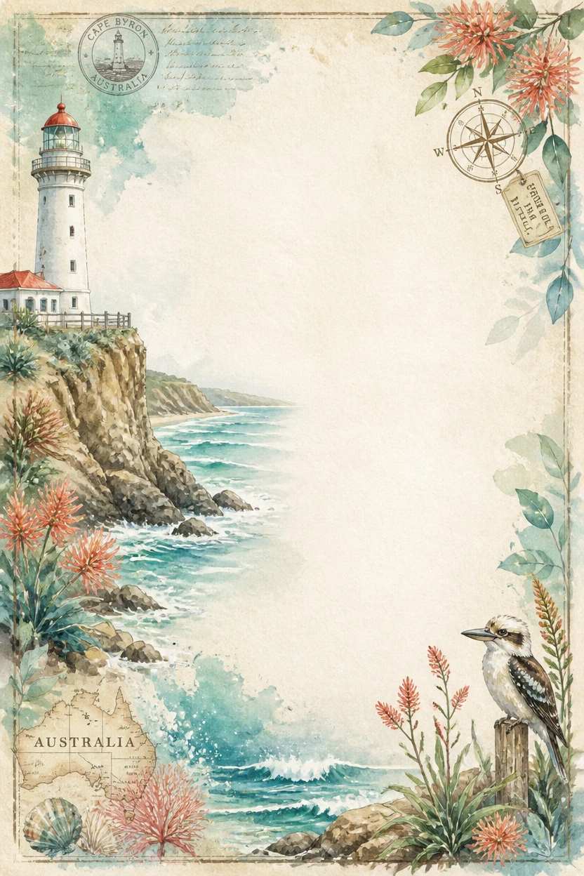 Australian Coastal Lighthouse and Wildflowers Border Page 28