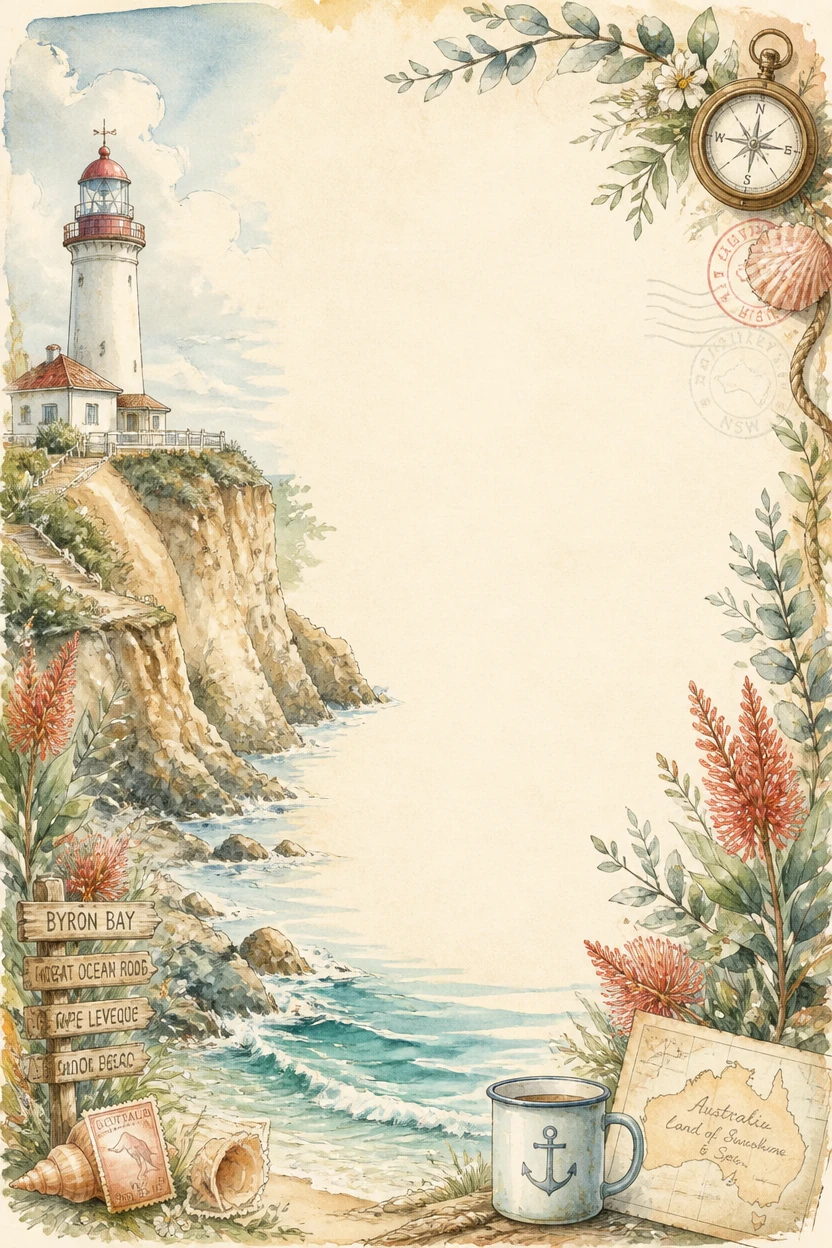 Coastal Lighthouse and Nautical Shell Border Page 29