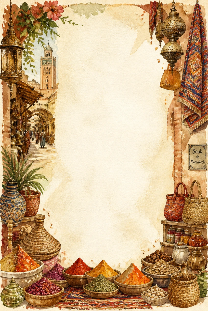 Marrakech Spice Souk and Lantern Market Border Page 01