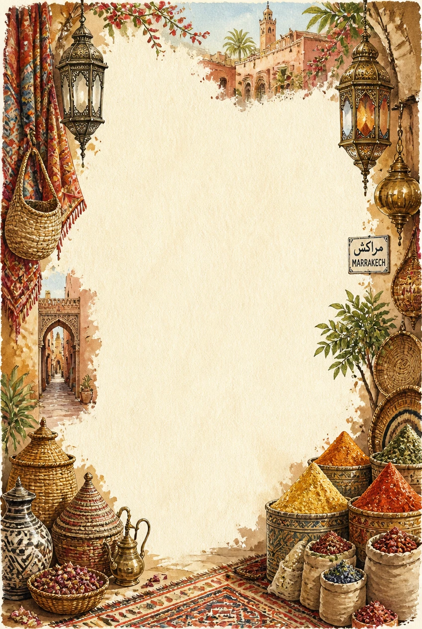 Moroccan Medina Alley and Lantern Market Border Page 02