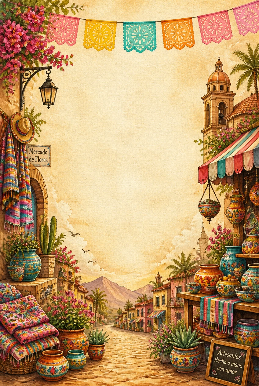 Mexican Artisan Village Market and Pottery Border Page 09