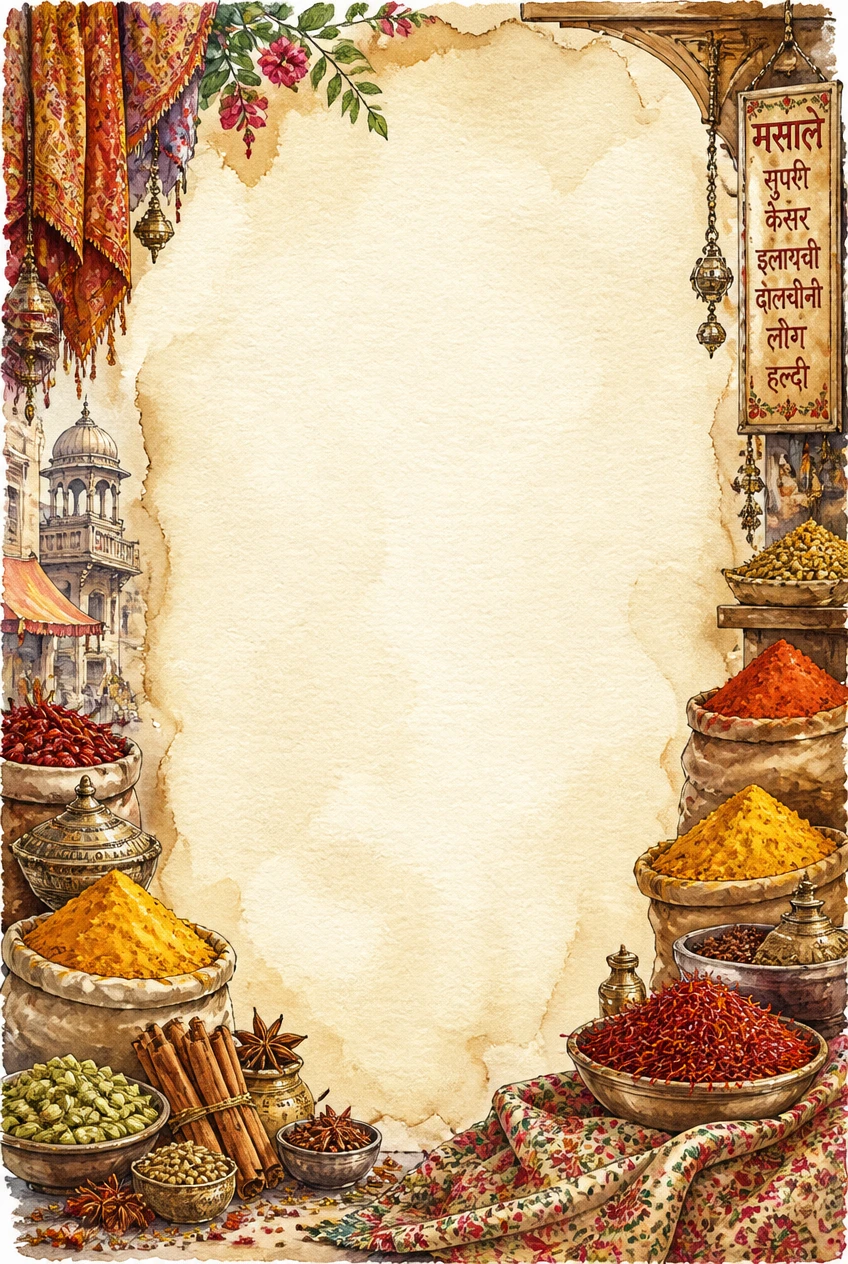 Jaipur Bazaar and Colorful Spice Market Border Page 14