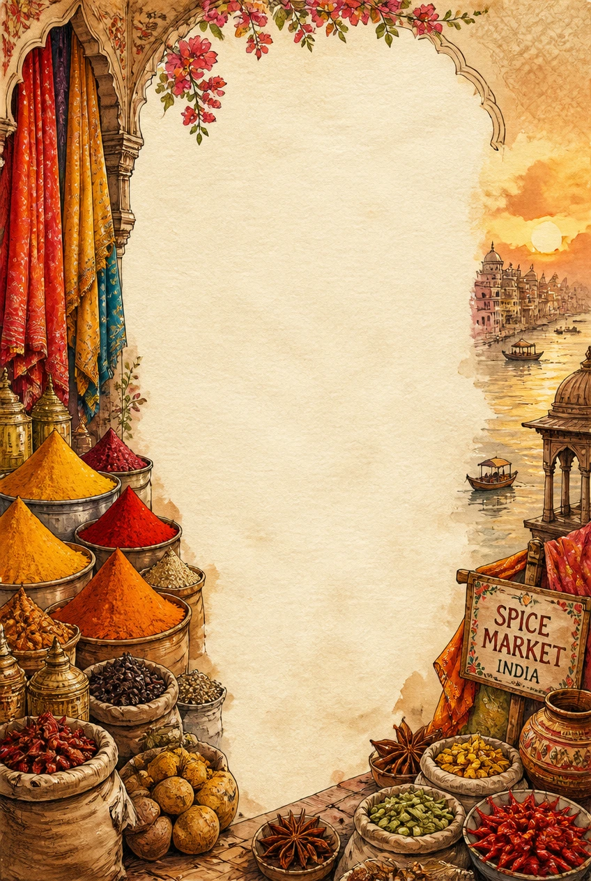 Indian Market Archway and Spice Bazaar Border Page 15