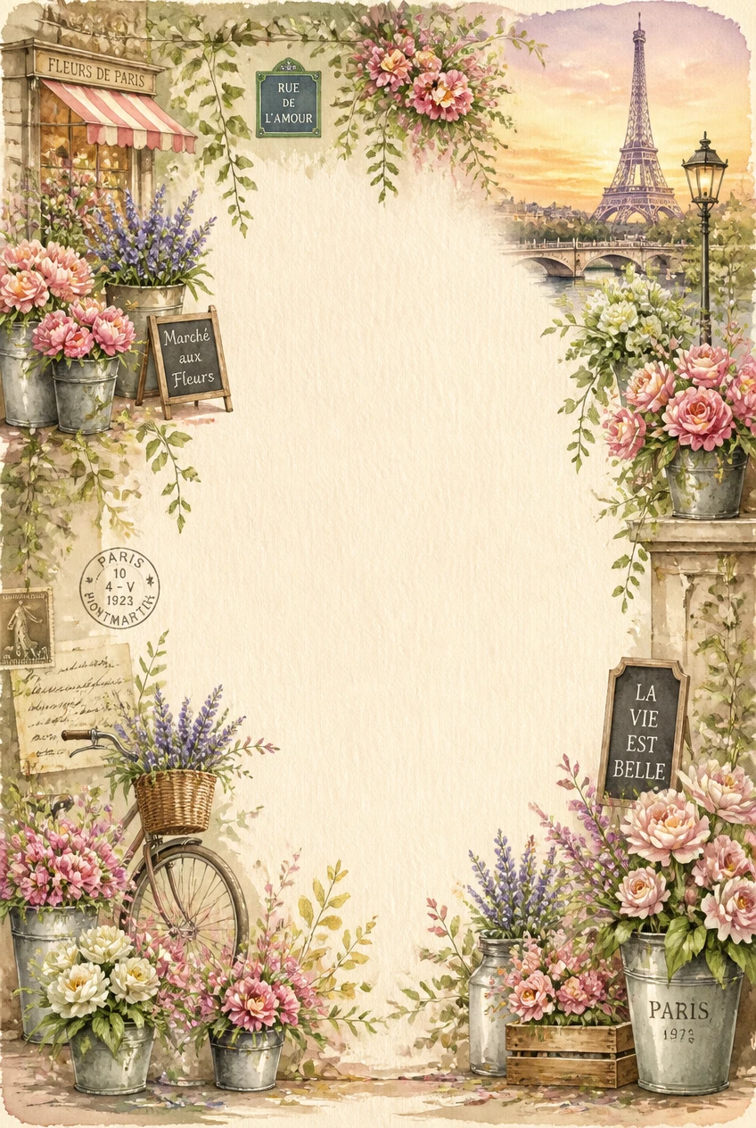 Paris Street Flower Stall and Hydrangea Border Page 18