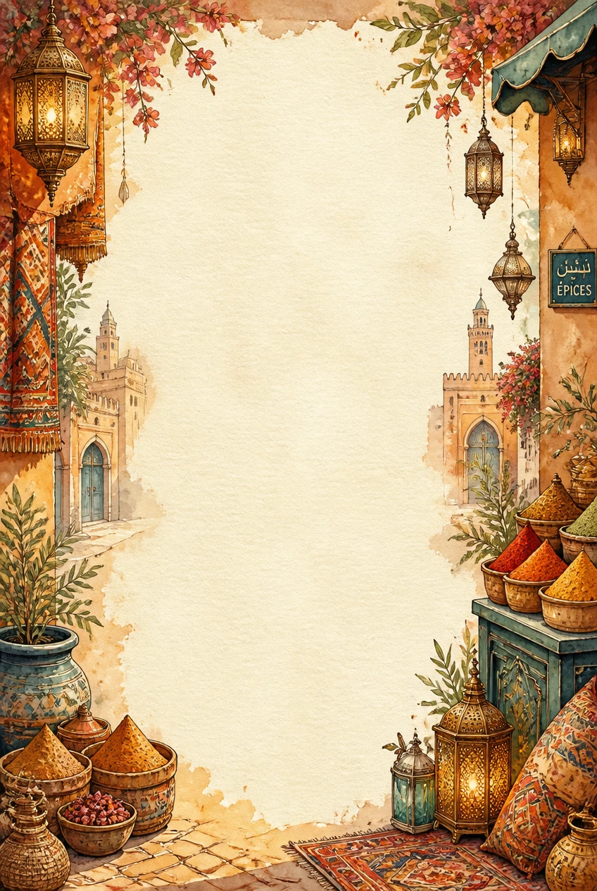 Marrakech Alleyway and Carpet Market Border Page 27