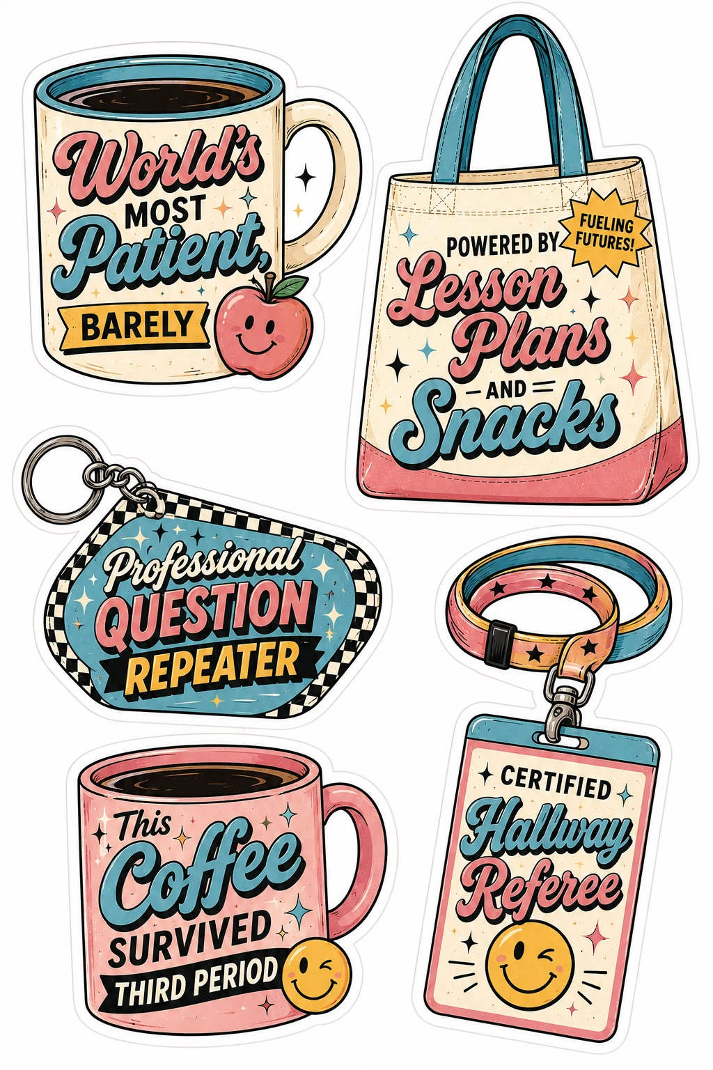 World Most Patient Barely Hallway Referee Mug Sheet featuring teacher humor, school staff life, classroom management, and educator coffee.