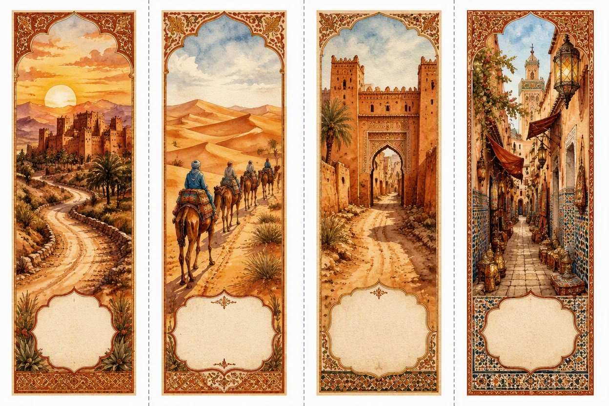 Sahara Desert & Moroccan Kasbah Road Bookmarks