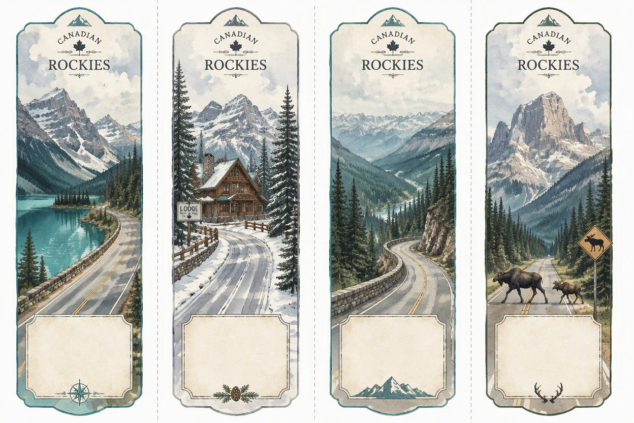 Canadian Rockies & Alpine Lake Mountain Road Bookmarks