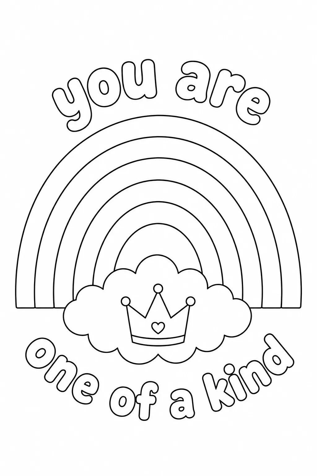 You Are One of a Kind rainbow page with a crown inside the cloud