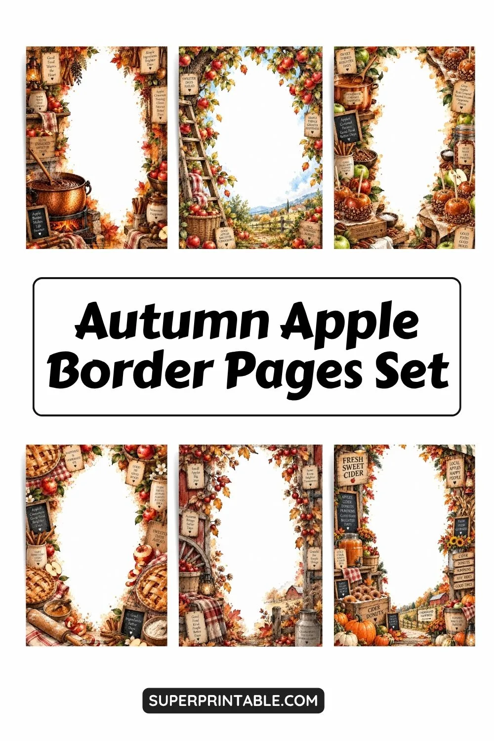 10+ Autumn Apple Border Pages Set Pinterest Image