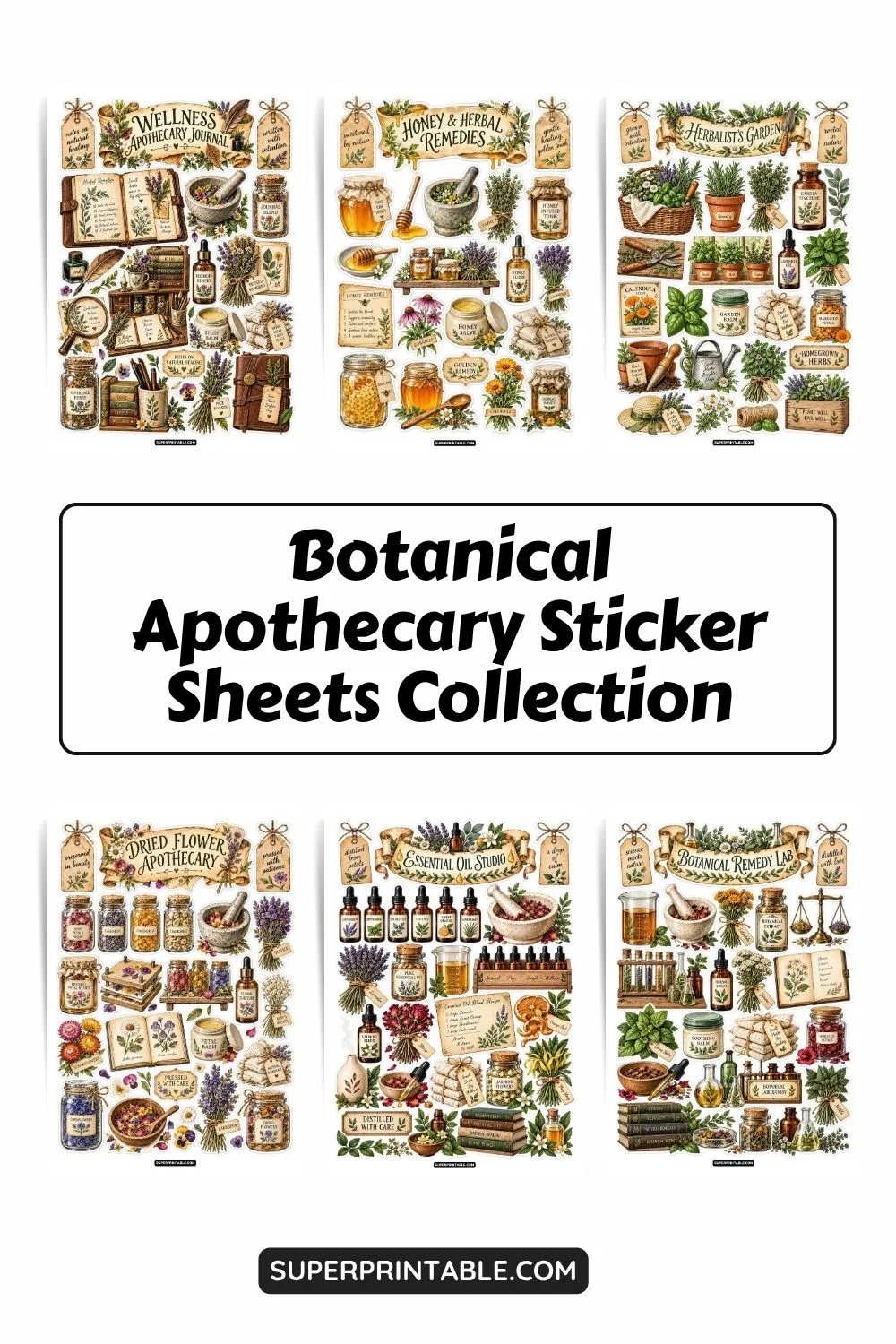 10+ Botanical Apothecary Sticker Sheets Collection Pinterest Image