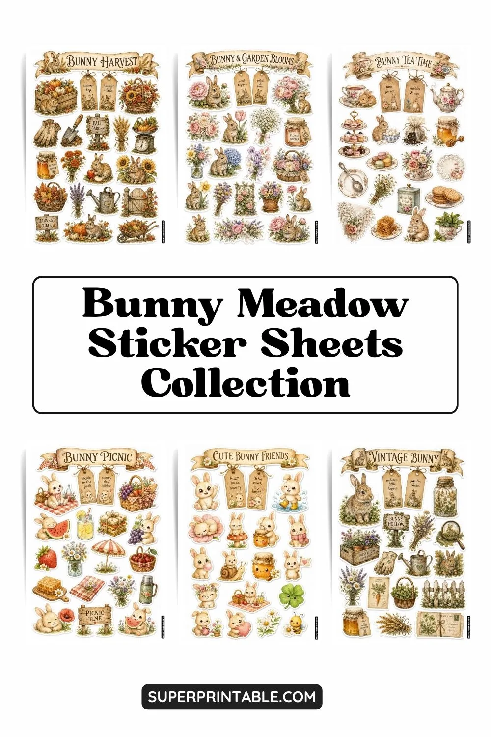 10+ Bunny Meadow Sticker Sheets Collection Pinterest Image
