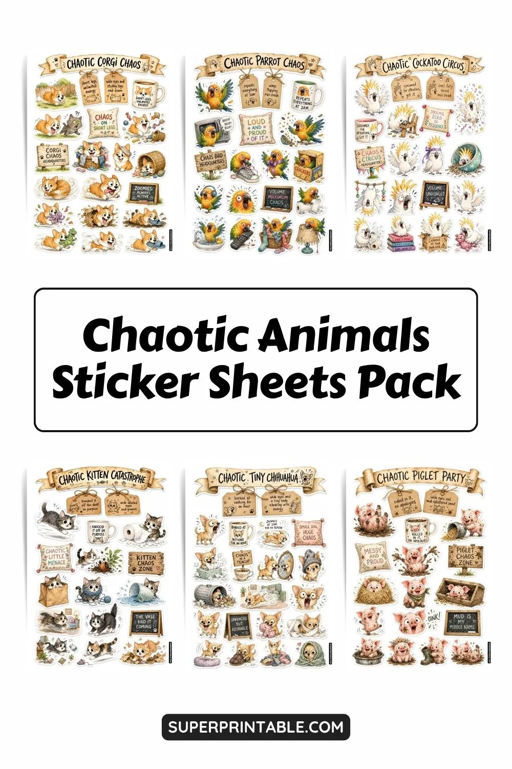 10+ Chaotic Animals Sticker Sheets Collections Pinterest Image