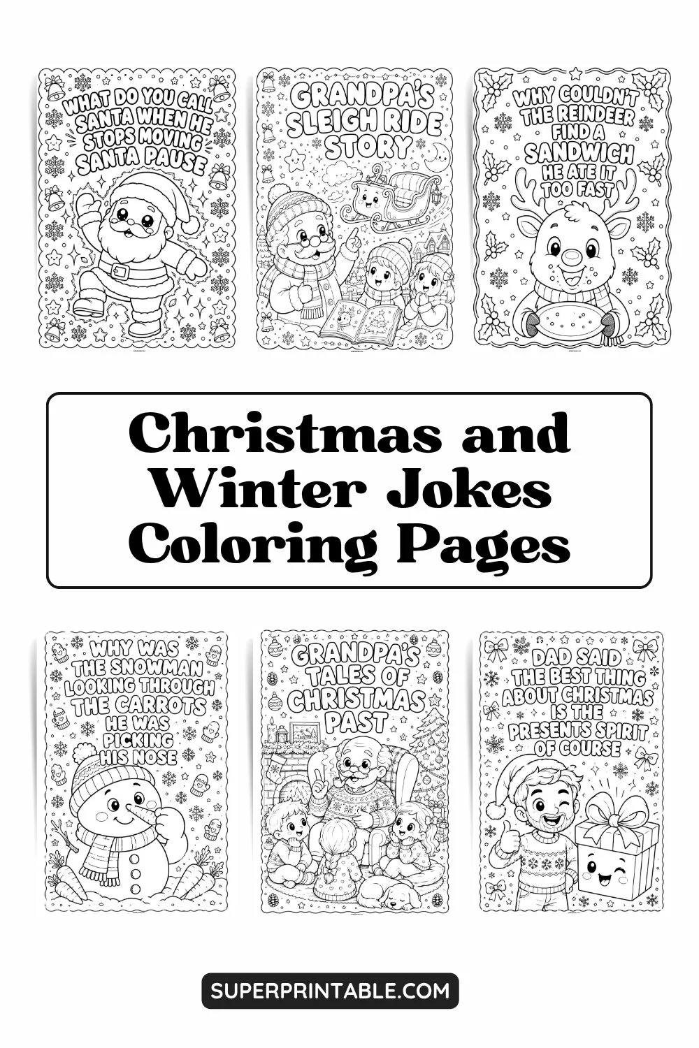 10+ Christmas and Winter Jokes Coloring Pages Pinterest Image