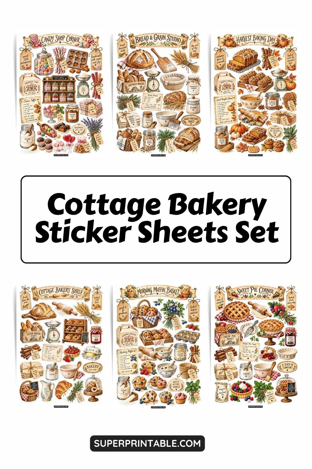 10+ Cottage Bakery Sticker Sheets Set Pinterest Image