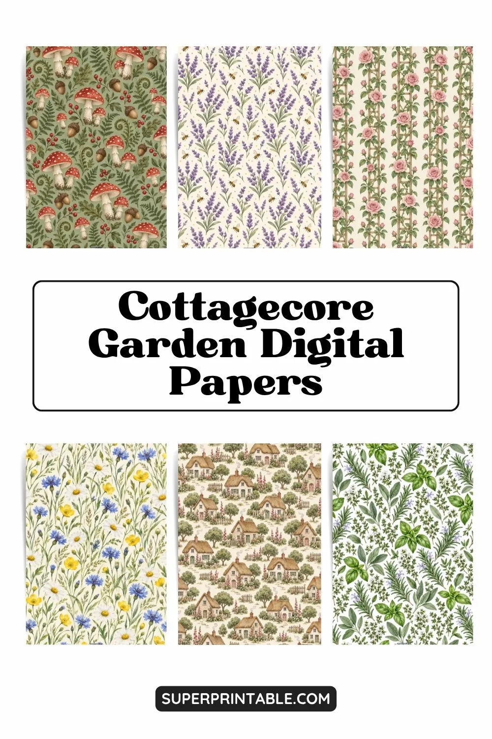 10+ Cottagecore Garden Digital Papers Pinterest Image
