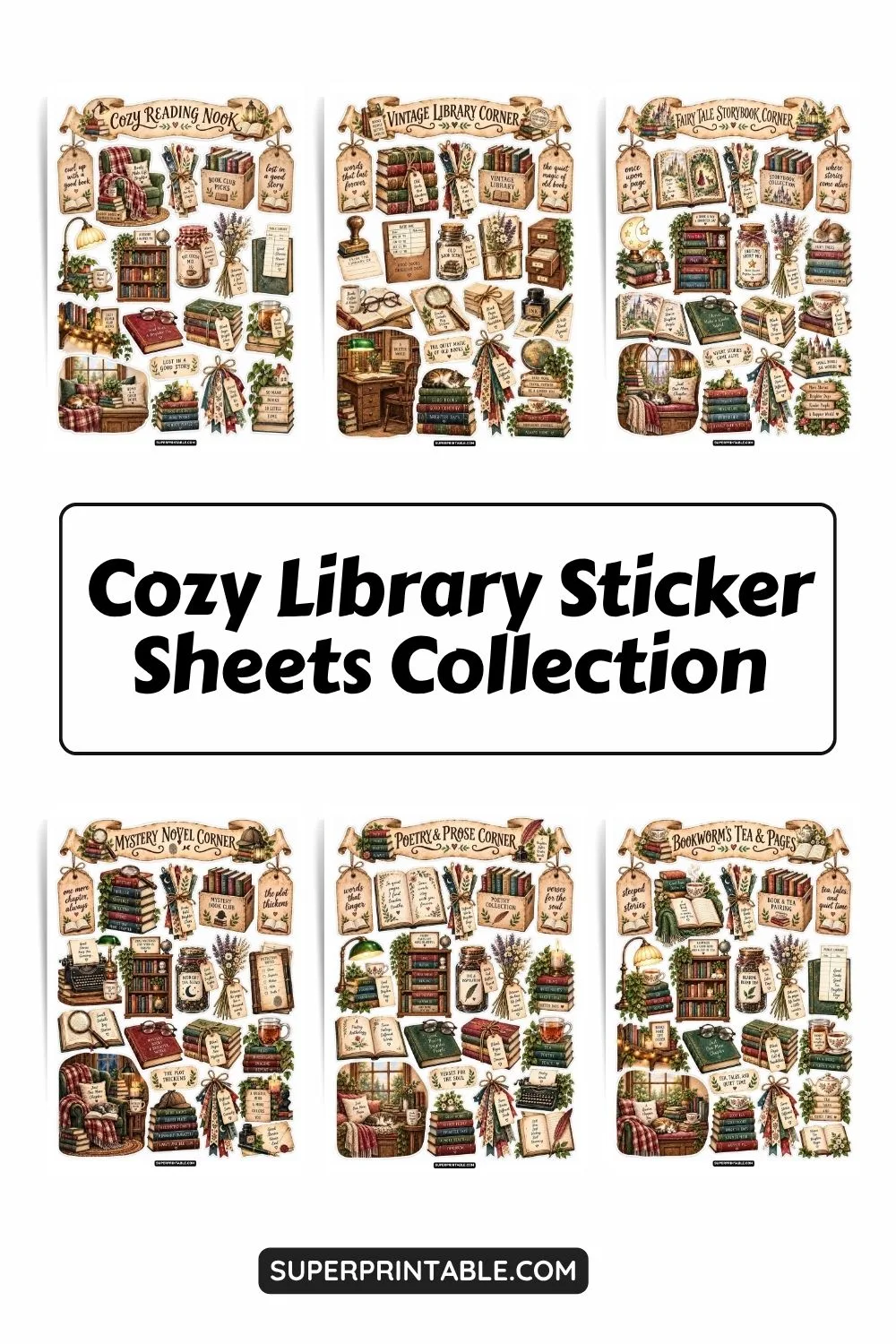10+ Cozy Library Sticker Sheets Collection Pinterest Image
