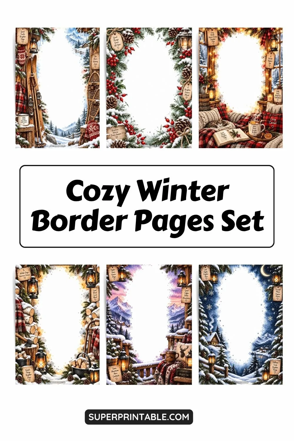 10+ Cozy Winter Border Pages Set Pinterest Image