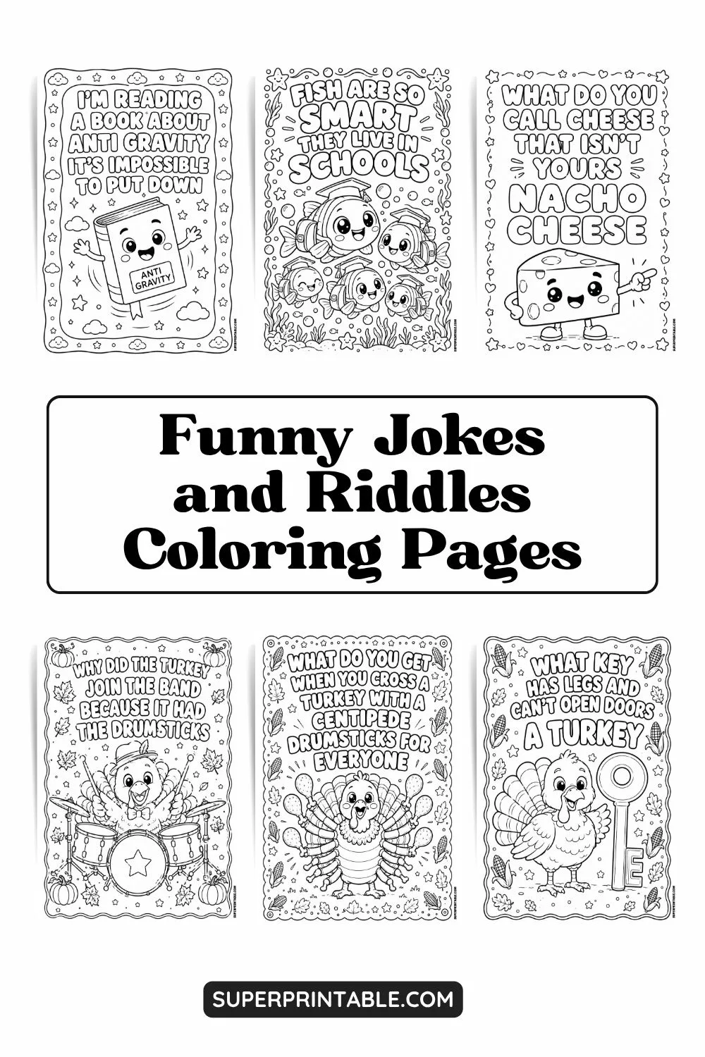 10+ Funny Jokes and Riddles Coloring Pages Pinterest Image