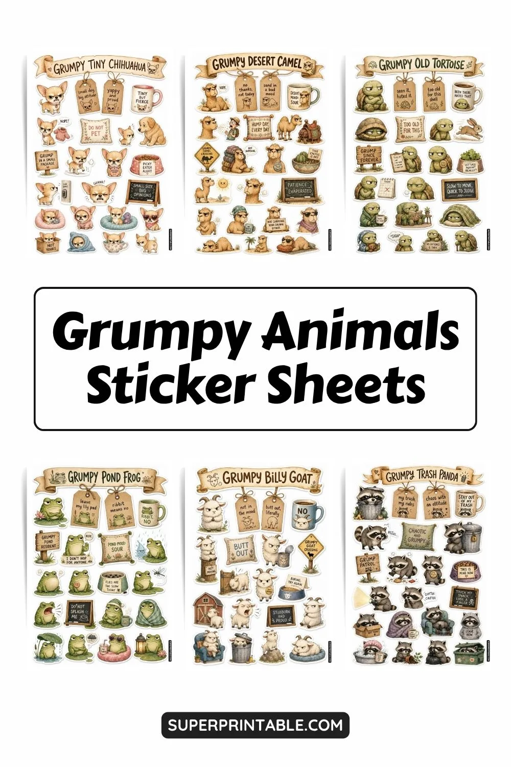 10+ Grumpy Animals Sticker Sheets Collections Pinterest Image