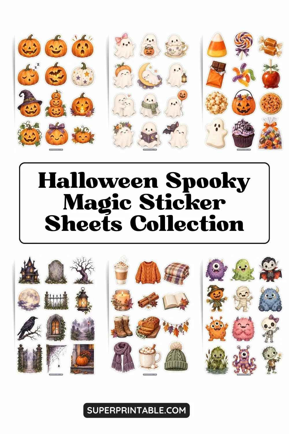 10+ Halloween Spooky Magic Sticker Sheets Collection Pinterest Image