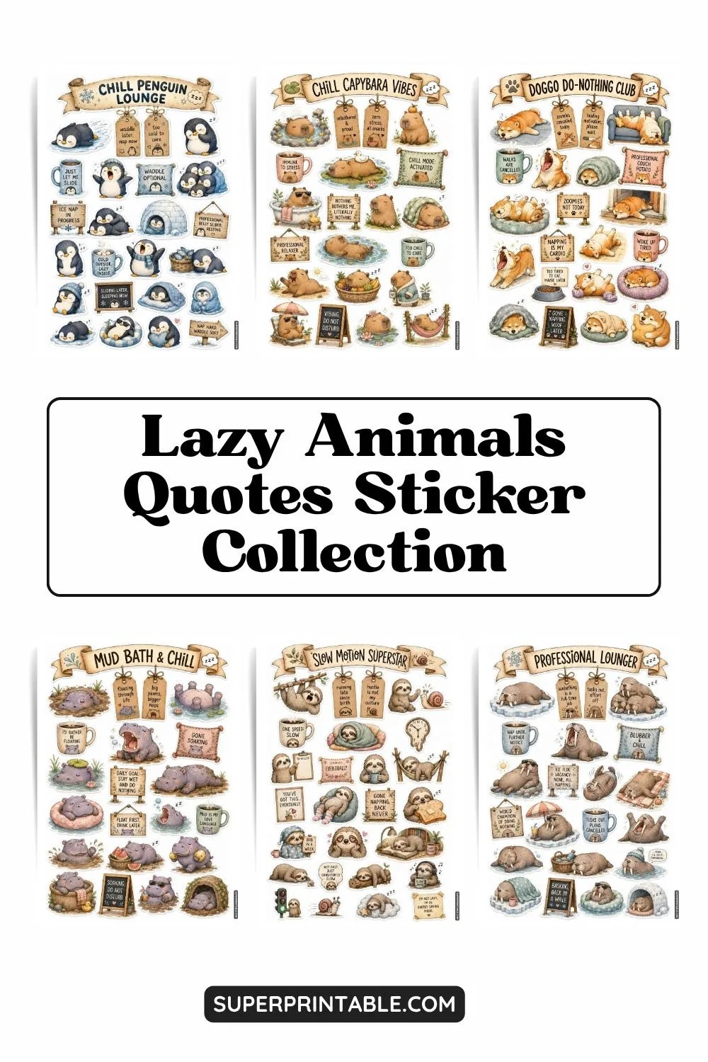 10+ Lazy Animals Quotes Sticker Collection Pinterest Image