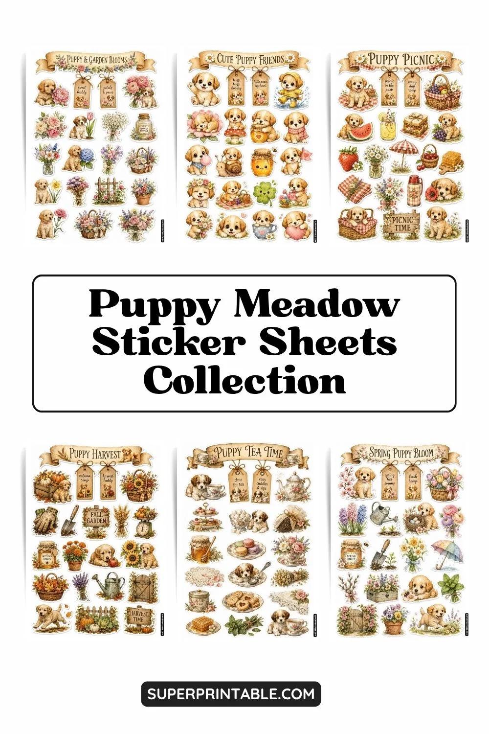 10+ Puppy Meadow Sticker Sheets Collection Pinterest Image
