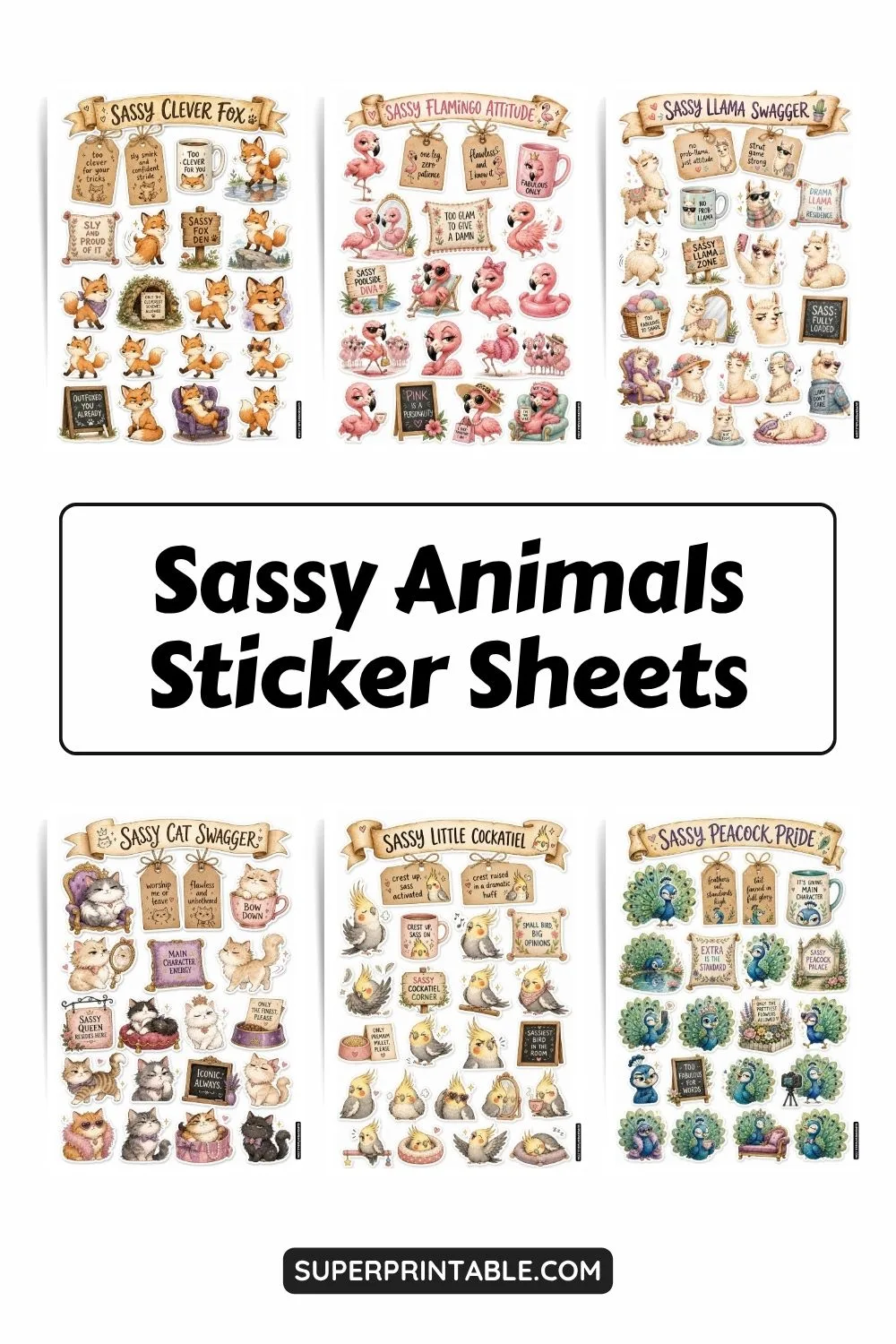 10+ Sassy Animals Sticker Sheets Collections Pinterest Image