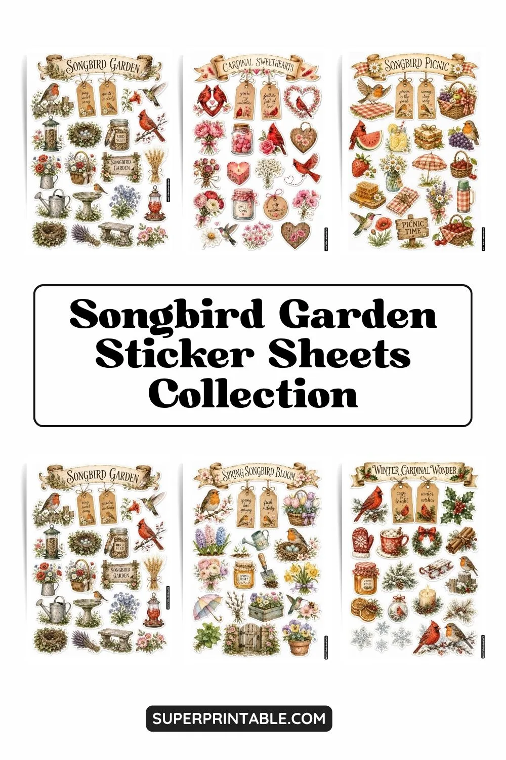 10+ Songbird Garden Sticker Sheets Collection Pinterest Image